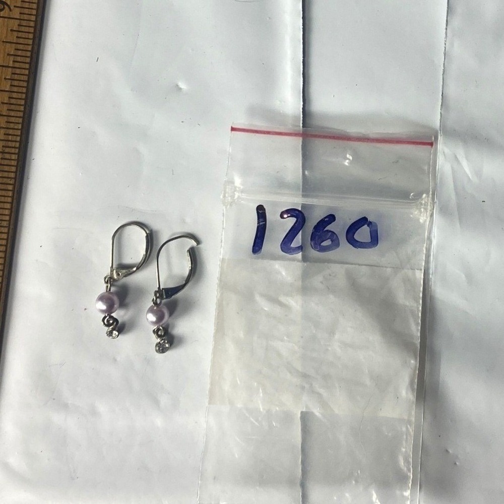Small Silver Dangle Earrings with Pink Pearl Accents Women's Jewelry